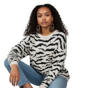 Bar III Black and White Animal Print Sweater
